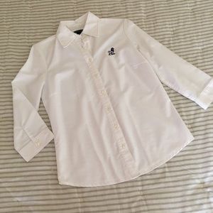 Lands End • 3/4 sleeve white button down